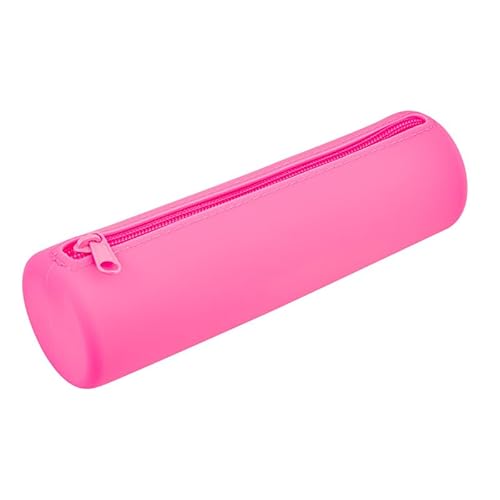 iSuperb Silikon Federmäppchen Mädchen Groß Kapazität Mäppchen Jungen Etui Stifte Schulmäppchen Federtasche Herren Kosmetiktasche Reise Kulturbeutel Make Up Tasche Pencil Case Junge (Rosa Rot) von iSuperb