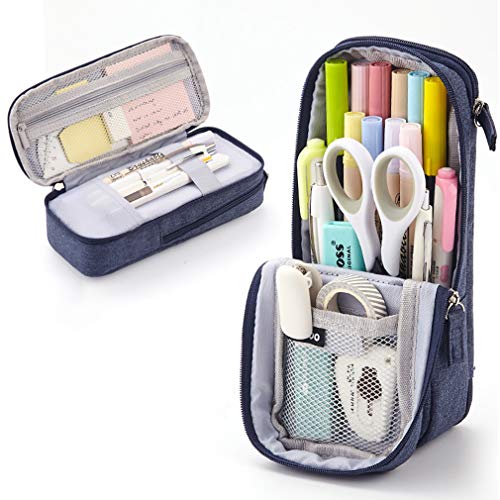 iSuperb Stehendes Federmäppchen, 2 Fächer, Federmäppchen, magnetische Handyhalterung, Halterung, Stiftetasche, große Kapazität, Handytasche, College-Schreibwaren, Organizer, Aufbewahrung für Kinder von iSuperb