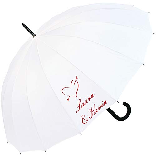 iX-brella 16-teiliger Hochzeitsschirm mit Automatik Amor personalisiert mit Namen von iX-brella