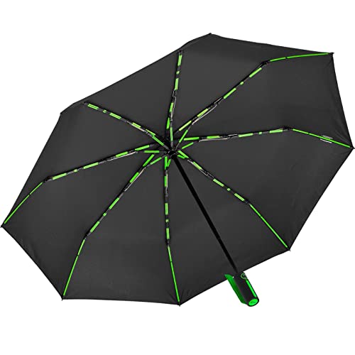 iX-brella Big Fiberglas Taschenschirm 104cm mit farbigen Doppel-Speichen - schwarz-grün von iX-brella