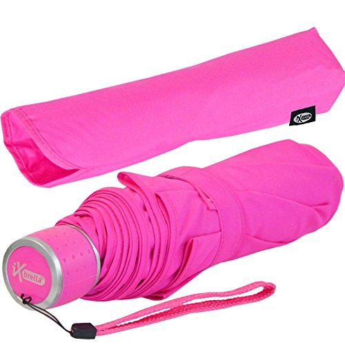 iX-brella Mini Ultra Light - Damen Taschenschirm mit großem Dach - extra leicht - neon pink von iX-brella