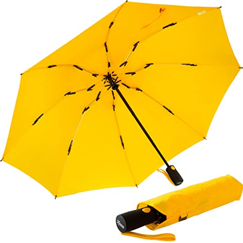 iX-brella Sturmschirm Voll-Fiberglas Taschenschirm groß 106 cm - mit farbigen Speichen - gelb von iX-brella