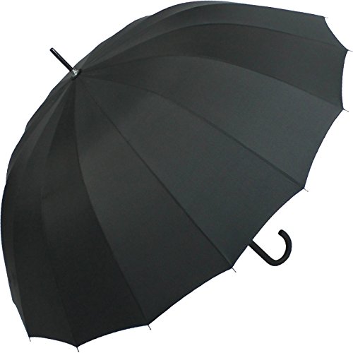 iX-brella Stockschirm 16teilig Full-Fiber mit Automatik - super stabil schwarz - 125cm von iX-brella