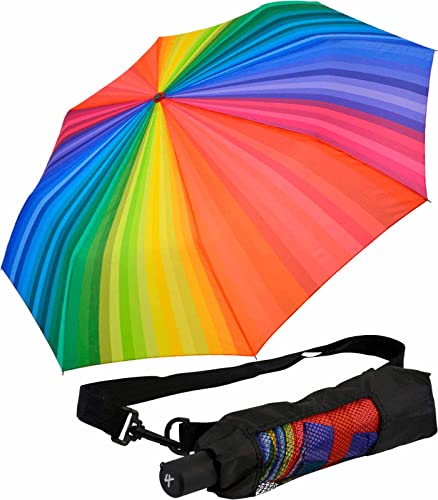 iX-brella Trekking XL Taschenschirm Rainbow 115 cm groß mit Umhängetasche Regenbogen von iX-brella