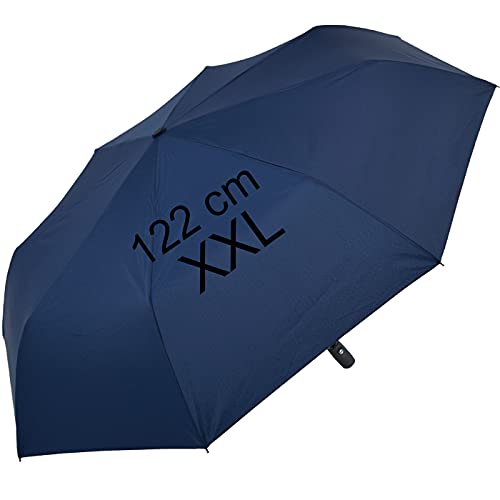 XXL Taschenschirm mit Auf-Zu-Automatik - Full Class - 122 cm großes Dach - dunkel-blau von iX-brella