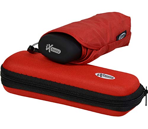 iX-brella Super-Mini-Taschenschirm - winziger Regenschirm im Etui - rot von iX-brella