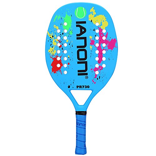 IANONI Strand-Tennisschläger, Karbonfaser, Körnung Gesicht mit EVA-Schaumstoff-Kern, Strand-Tennisschläger (blau) von ianoni