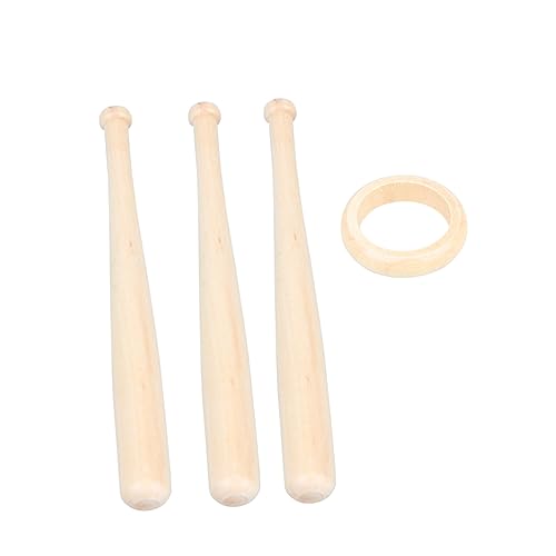 ibasenice 3 Satz Holz Mini Baseballschläger Displayhalterung Kreativer Baseballständer mit Bällen und Kleinem Ring Stabiler Desktop Halter für Baseballfans Dekorative Präsentationsbasis von ibasenice