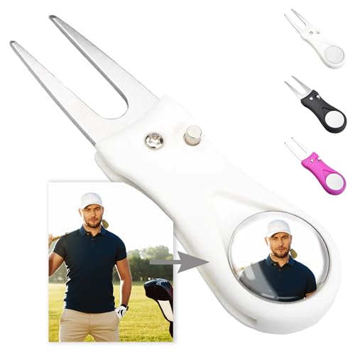ibera gifts - Golf Pitchgabel mit magnetischem Golfball Marker, personalisiert mit Foto - Personalisierte Pitch Pitching Gabel Divot Tool (Weiß) von ibera gifts