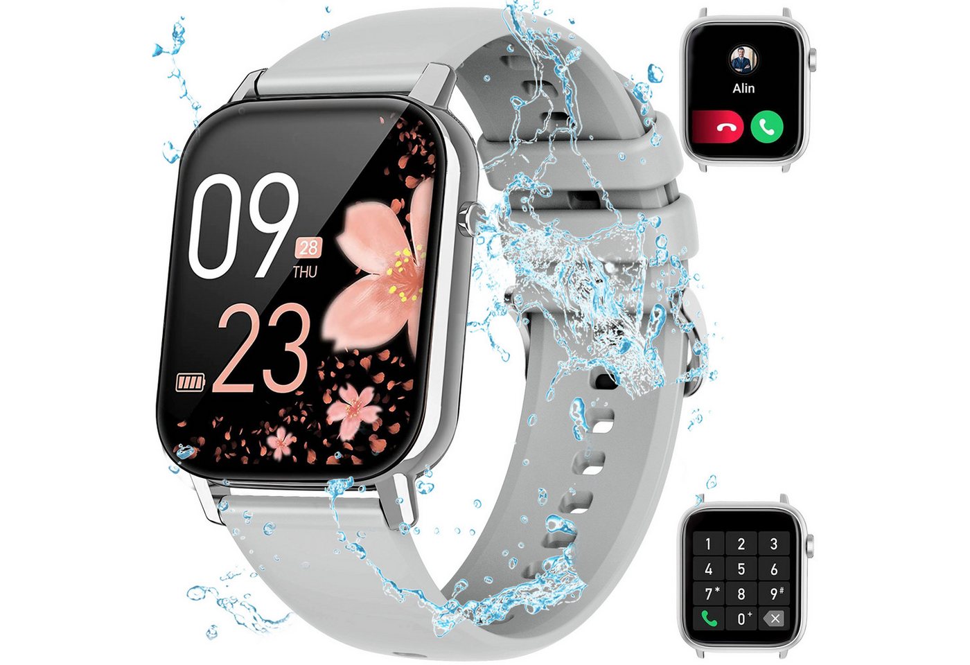ibettertec Smartwatch Damen Herren mit Telefonfunktion Smartwatch (1.83 Zoll) Fitness Tracker Uhr mit 3 Kombinationen von Armbändern,(Fitnessuhr mit Anruffunktion 1,83" HD Voll Touchscreen Zoll,Smartwatch Fitness Tracker Uhr mit 120+Sportmodi,IP68 Wasserdicht,Uhren Watch für Android IOS,Fitnessuhr Tracker mit Pulsmesser Schrittzähler Schlafmonitor Aktivitätstracker cm, Uhren Watch für Android IOS) von ibettertec