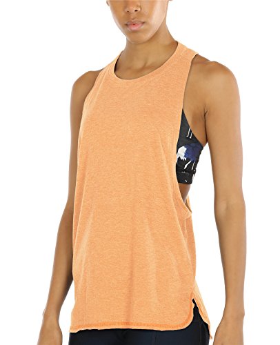 icyzone Sport Tank Top Damen Locker - Yoga Fitness Shirt atmungsaktive Sport Tops (L, Pumpkin) von icyzone