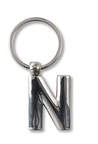 if Schlüsselanhänger mit Buchstaben N aus Metall, personalisierbar, 7 cm, silberfarben, silber, 7 cm, Klassisch von IF