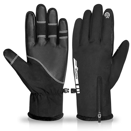 ihuan Winterhandschuhe Herren Damen Winter Warm, Thermo Wasserdicht Handschuhe, Winter Fahrradhandschuhe Herren Damen Für Laufen Wandern Radfahren Geschenke von ihuan