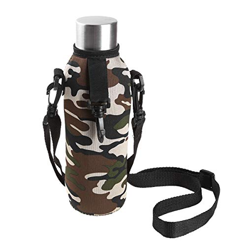iiniim Wasserflasche Neopren Beutel Flaschen Thermo-Hülle Taschen Isolierte Flaschenhülle mit Träger 1L/750ml/500ml für Glas Sport Trinkflasche Camouflage 750ml Einheitsgröße von iiniim