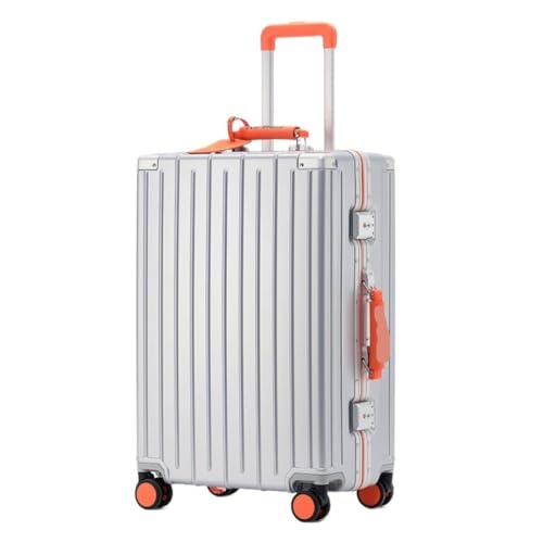 Koffer Aluminiumrahmen, Metallseitenkoffer, 26-Zoll-Anti-Fall-Zugstange, Business-Koffer, Multifunktionaler Boarding-Koffer Suitcase (Color : Silver, Size : 20in) von ikleu