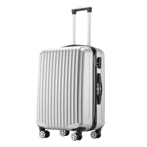 Koffer Robuster Und Langlebiger Gepäck-Trolley, Unisex Spring Festival Air Boarding Case, Modische Lenkrolle Suitcase (Color : Silver, Size : 24in) von ikleu
