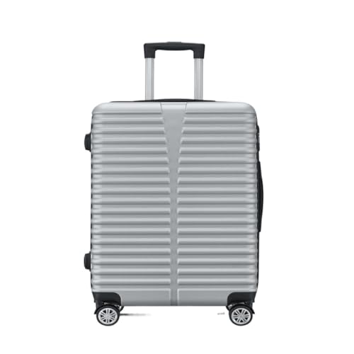 Koffer Trolley-Koffer mit Aluminiumrahmen, Universalräder, 24-Zoll-Trolley-Koffer, 26-Zoll-Koffer for Männer und Frauen Suitcase (Color : Silver, Size : 24in) von ikleu