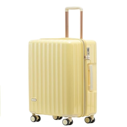 ikleu Koffer 20-Zoll-Boarding-Koffer, Trolley-Koffer for Herren Und Damen, Ultraleichter Silent-Wheel-Koffer Suitcase (Color : Yellow, Size : 20in) von ikleu
