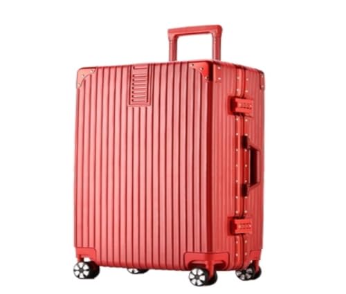 ikleu Koffer Aluminiumrahmen-Koffer 20 Zoll for Männer und Frauen Trolley-Koffer for Männer 24 Zoll Koffer Passwortfeld Suitcase (Color : Red, Size : 22in) von ikleu