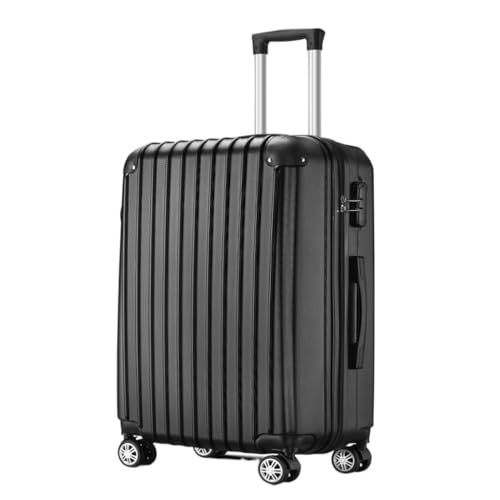 ikleu Koffer Außenhandel ABS-Koffer Dreiteiliges Set Mit Eckecken Und Anti-Fall-Universalrollen-Trolley Suitcase (Color : Black, Size : 24in) von ikleu