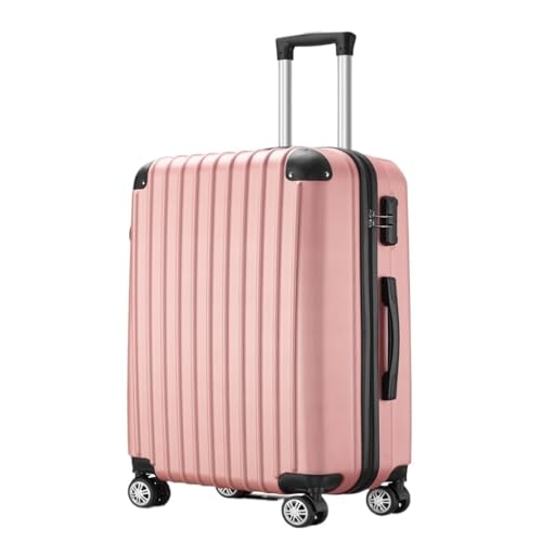 ikleu Koffer Außenhandel ABS-Koffer Dreiteiliges Set Mit Eckecken Und Anti-Fall-Universalrollen-Trolley Suitcase (Color : Pink, Size : 24in) von ikleu