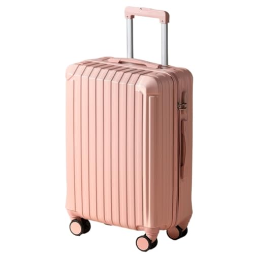 ikleu Koffer Damen-Koffer-Trolley, robust und langlebig, verdickte Gepäckcode-Ledertasche, Lenkrollen Suitcase (Color : Pink, Size : 24in) von ikleu