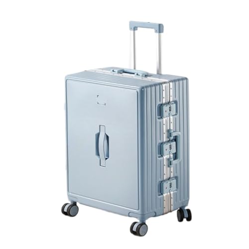 ikleu Koffer Gepäck-Aluminiumrahmen-Trolley-Koffer, Leichter Universal-Rad-Passwort-Koffer for Männer Und Frauen Suitcase (Color : Blue, Size : 20in) von ikleu