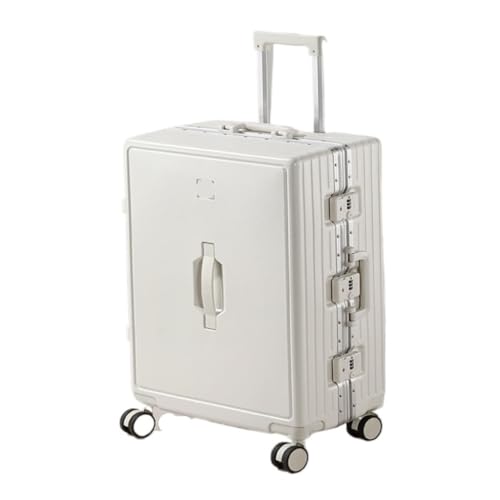 ikleu Koffer Gepäck-Aluminiumrahmen-Trolley-Koffer, Leichter Universal-Rad-Passwort-Koffer for Männer Und Frauen Suitcase (Color : White, Size : 22in) von ikleu