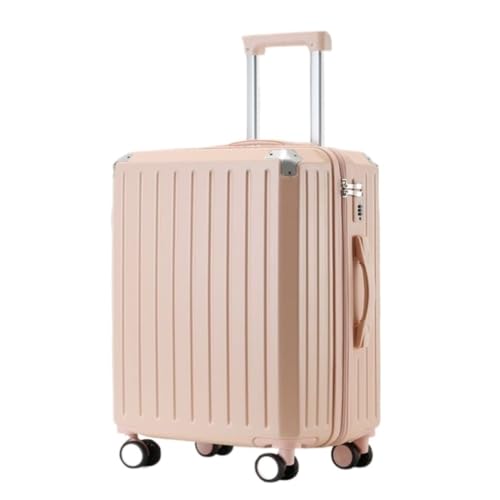 ikleu Koffer Gepäck Neue Herren- Und Damenkoffer, Wiederaufladbare Boarding-Trolley-Koffer, Ultraleichte Passwort-Koffer Suitcase (Color : Pink, Size : 20in) von ikleu