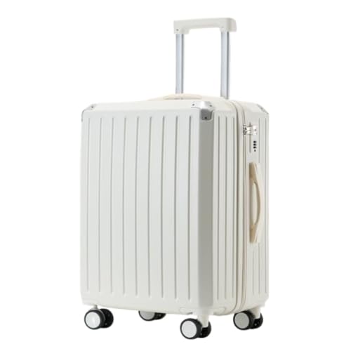 ikleu Koffer Gepäck Neue Herren- Und Damenkoffer, Wiederaufladbare Boarding-Trolley-Koffer, Ultraleichte Passwort-Koffer Suitcase (Color : White, Size : 22in) von ikleu