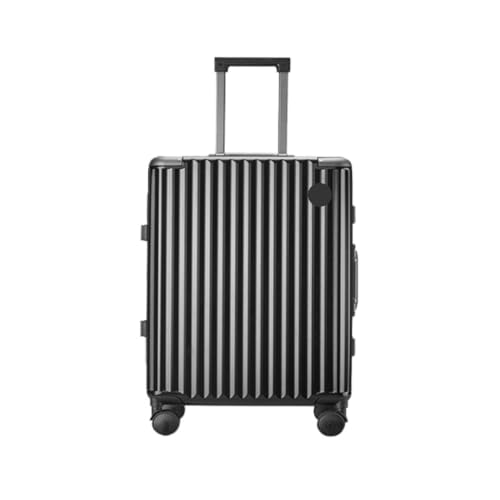 ikleu Koffer Gepäck Wasserdicht Universal Rad Muster Aluminium Rahmen Trolley Modische Gepäck Passwort Box Suitcase (Color : Black, Size : 20in) von ikleu