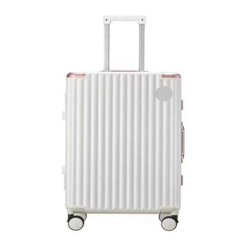 ikleu Koffer Gepäck Wasserdicht Universal Rad Muster Aluminium Rahmen Trolley Modische Gepäck Passwort Box Suitcase (Color : White, Size : 22in) von ikleu