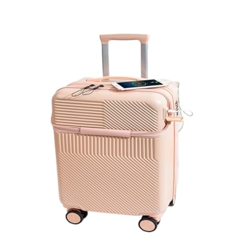 ikleu Koffer Multifunktionaler 20-Zoll-Boarding-Koffer mit Frontöffnung, Kleiner Leichter Trolley-Koffer, 24-Zoll-Koffer Suitcase (Color : Pink, Size : 22in) von ikleu
