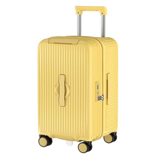 ikleu Koffer Multifunktionaler PC 30-Zoll-Koffer 26-Zoll-Trolley-Koffer for Herren Und Damen Mit Reißverschluss-Koffer, Passwortbox Suitcase (Color : Yellow, Size : 22in) von ikleu