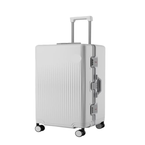 ikleu Koffer Multifunktionaler Sport-Trolley, 28-Zoll-Universalrad-Koffer, Passwort-Koffer mit Aluminiumrahmen Suitcase (Color : White, Size : 26in) von ikleu