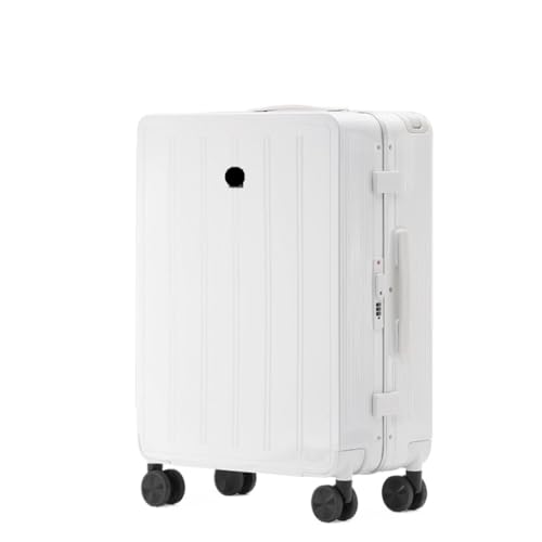 ikleu Koffer Multifunktionales Breites Trolley-Gepäck Mit Aluminiumrahmen, 24-Zoll-Trolley-Koffer, 20-Zoll-Handgepäckkoffer Suitcase (Color : White, Size : 2oin) von ikleu