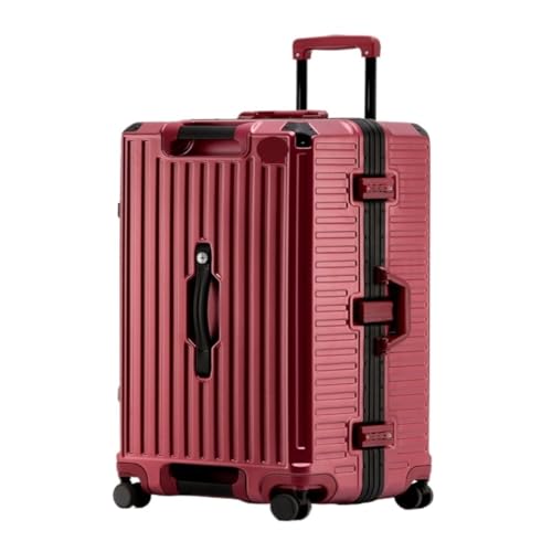 ikleu Koffer Neu Verbesserter Koffer, Passwortbox for Herren Und Damen, Wiederaufladbar, Tragbar, Leichter High-End-Koffer Suitcase (Color : Red, Size : 20in) von ikleu