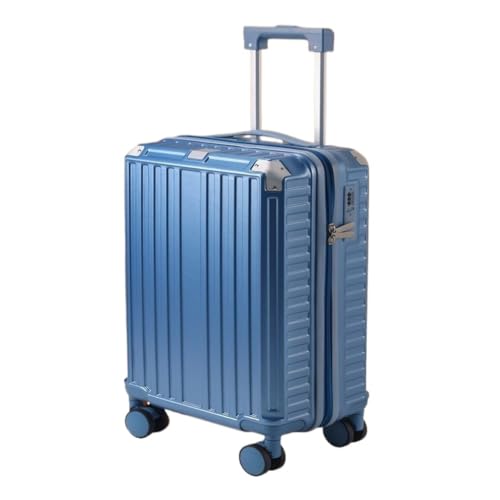 ikleu Koffer Neu verbesserter Koffer, Passwortbox for Herren und Damen, wiederaufladbar, tragbar, Leichter High-End-Koffer Suitcase (Color : Blue, Size : 26in) von ikleu