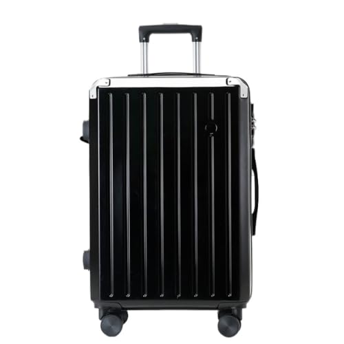 ikleu Koffer Neuer Hartschalenkoffer mit Aluminiumrahmen, 20-Zoll-Boarding-Koffer, Lang- und Kurzstrecken-Trolley Suitcase (Color : Black, Size : 26in) von ikleu
