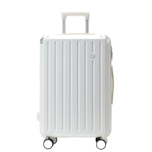 ikleu Koffer Neuer Hartschalenkoffer mit Aluminiumrahmen, 20-Zoll-Boarding-Koffer, Lang- und Kurzstrecken-Trolley Suitcase (Color : White, Size : 26in) von ikleu