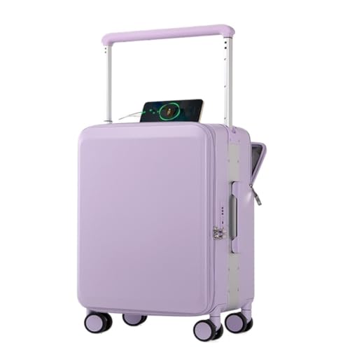 ikleu Koffer Neuer breiter Trolley-Koffer for Damen, 20-Zoll-Boardingbox mit seitlicher Öffnung, Gepäckcode-Koffer mit vorderer Öffnung 25 Suitcase (Color : Purple, Size : 25in) von ikleu