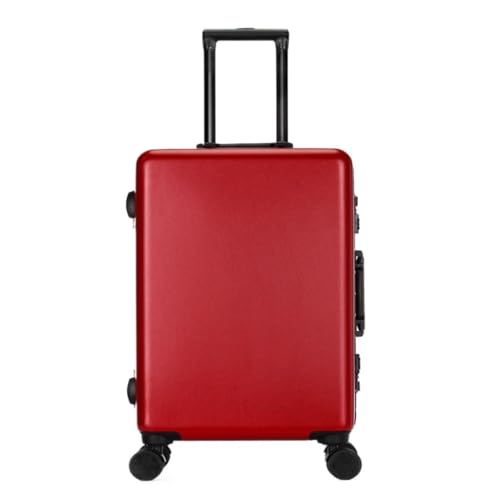 ikleu Koffer Trolley-Koffer mit Aluminiumrahmen, Universalräder, 24-Zoll-Trolley-Koffer, 26-Zoll-Koffer for Männer und Frauen Suitcase (Color : Red, Size : 20IN) von ikleu