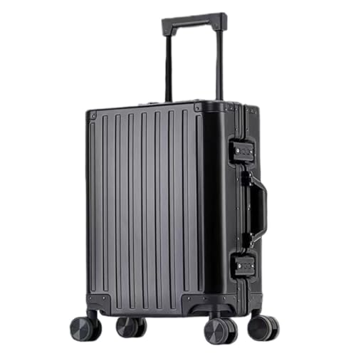 ikleu Koffer Vollaluminium-Koffer, Koffer Aus Aluminium-Magnesium-Legierung, Aluminiumrahmen, Trolley-Koffer, Universal-Radkoffer Suitcase (Color : Black, Size : 28in) von ikleu