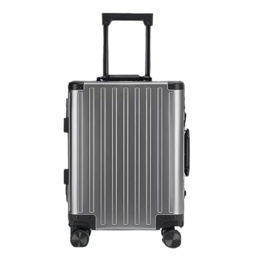 ikleu Koffer Vollaluminium-Koffer, Koffer Aus Aluminium-Magnesium-Legierung, Aluminiumrahmen, Trolley-Koffer, Universal-Radkoffer Suitcase (Color : Gray, Size : 28in) von ikleu
