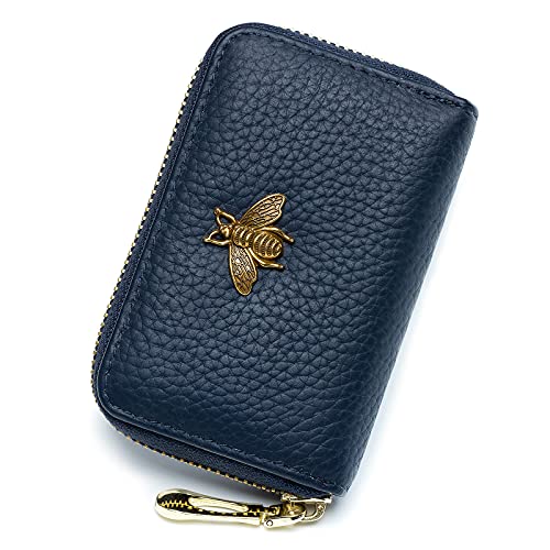 imeetu RFID-Kreditkarteninhaber kleine Leder Zipper Kartenetui Brieftasche für Frauen 12 Kartenfächer (Blau) von imeetu