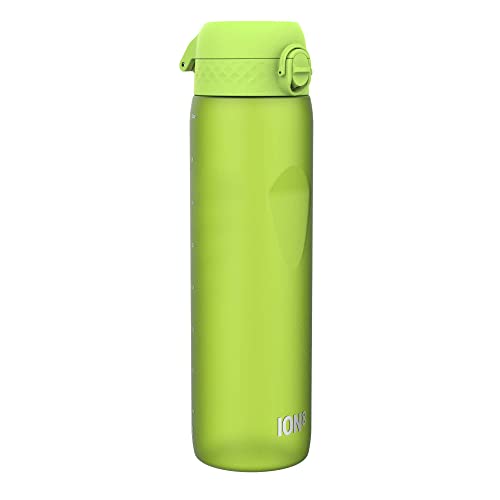 Ion8 1 Liter Trinkflasche, 1000ml, Auslaufsicher, Einhandöffnung, Sichere Verriegelung, Spülmaschinenfest, BPA-frei, Tragegriff, Leicht zu Reinigen, Ideal für Sport und Fitnessstudio, Grün von ion8