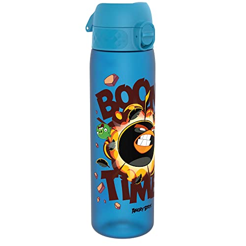 ION8 Trinkflasche, 500 ml, Auslaufsicher, Einhandöffnung, Sichere Verriegelung, Spülmaschinenfest, BPA-frei, Tragegriff, Klappdeckel, Leicht zu Reinigen, Klimaneutral, Angry Birds-Design von ion8