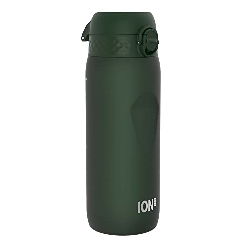 Ion8 Trinkflasche, 750ml, Auslaufsicher, Einhandöffnung, Sichere Verriegelung, Spülmaschinenfest, BPA-frei, Tragegriff, Klappdeckel, Handgeformter Griff, Leicht zu Reinigen, Klimaneutral, Dunkelgrün von ion8