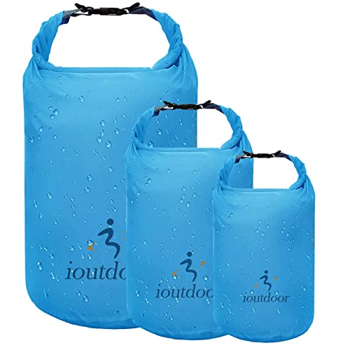 ioutdoor Dry Bag 2L + 5L + 10L Set, wasserdichte Tasche Ultra-Light, Abriebfest, Reißfest, Wasserdichter Beutel, Wasserdichter Packsack für Kajakfahren Schwimmen Fishing Camping, Wandern von ioutdoor