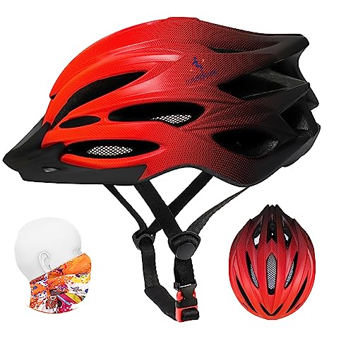 ioutdoor Premium Fahrradhelm, CE CPSC Zertifikat, Radhelm mit Abnehmbarer Sonnenblende und Insektennetz, Superleichter Verstellbarer Fahrradhelm für Fahrradfahren Racing Outdoors Sports (Gradient Rot) von ioutdoor